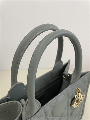 CD Small Book Tote With Strap Macrocannage Calfskin Stone Grey