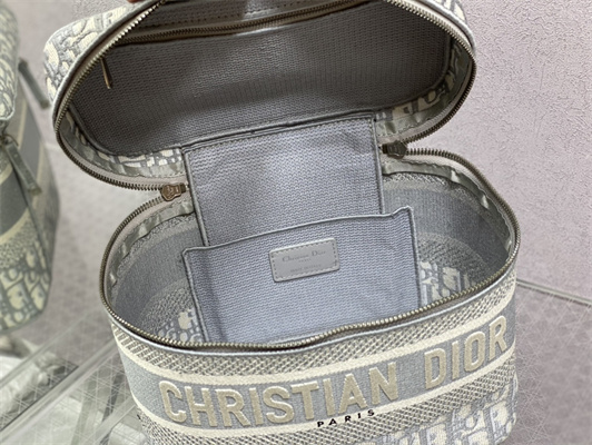 CD TRAVEL VANITY CASE Dior Oblique Jacquard Grey