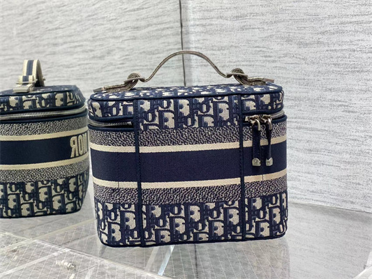 CD TRAVEL VANITY CASE Dior Oblique Jacquard Blue