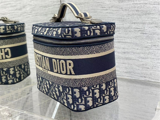 CD TRAVEL VANITY CASE Dior Oblique Jacquard Blue