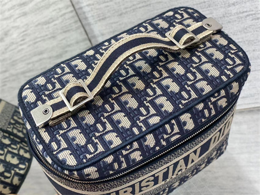 CD TRAVEL VANITY CASE Dior Oblique Jacquard Blue