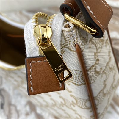 Celine AVA Bag In Triomphe Canvas and Calfskin White