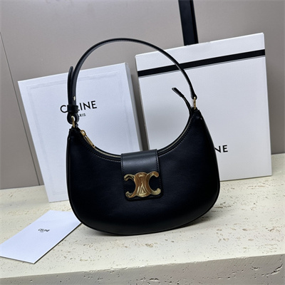 Celine Medium AVA Triomphe Bag In Smooth Calfskin Black