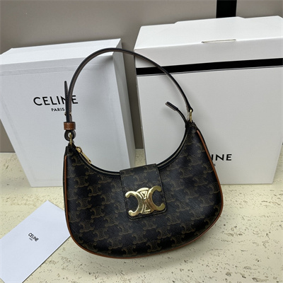 Celine Medium AVA Triomphe Bag In Triomphe Canvas and Calfskin Tan