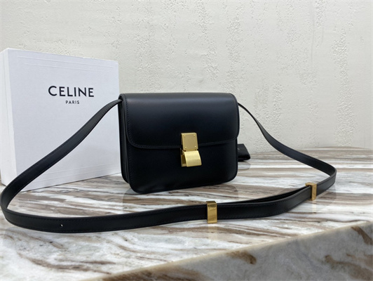 Celine Teen Classic Box Bag In Black Box Calfskin Leather