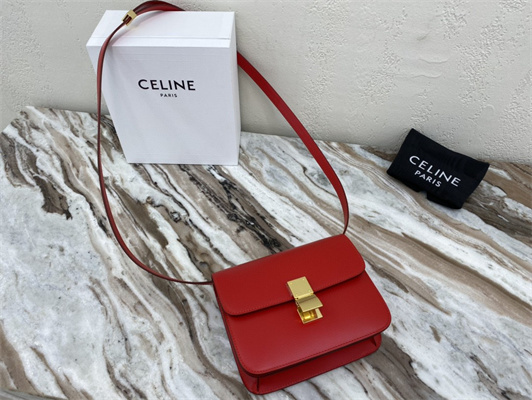 Celine Teen Classic Box Bag In Red Box Calfskin Leather