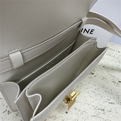 Celine Teen Classic Box Bag In Chalk Box Calfskin Leather