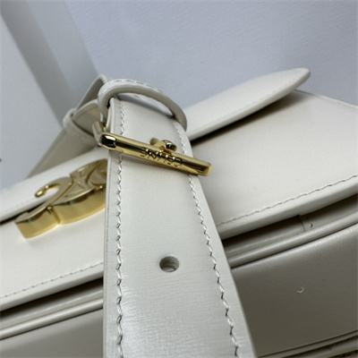 Celine Classique Triomphe Bag In Shiny Calfskin White Color