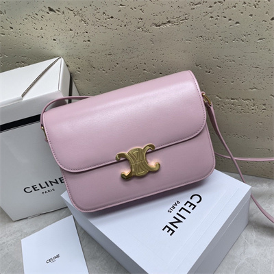 Celine Classique Triomphe Bag In Shiny Calfskin Pink Color