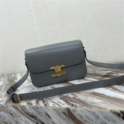Celine Classique Triomphe Bag In Shiny Calfskin Grey Color