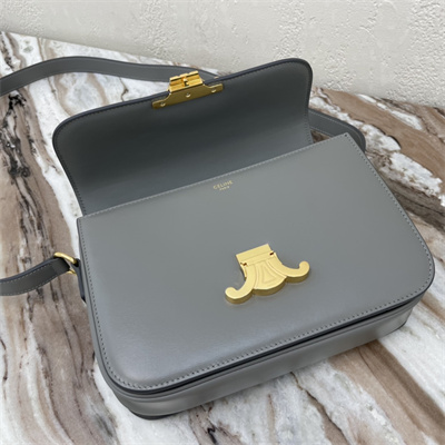 Celine Classique Triomphe Bag In Shiny Calfskin Grey Color