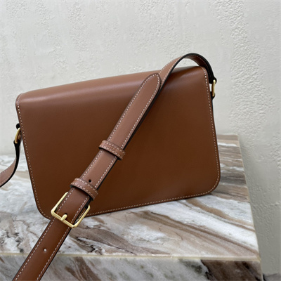 Celine Classique Triomphe Bag In Shiny Calfskin Brown Color