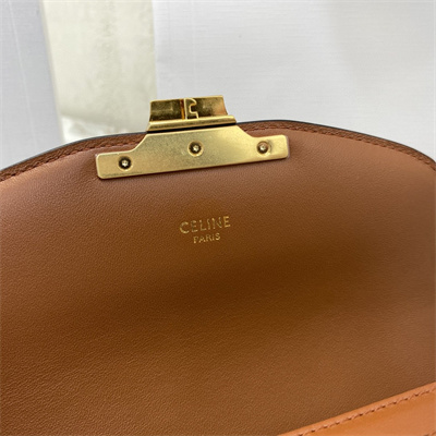 Celine Teen Triomphe Bag In Textile  and Calfskin Nature/Tan