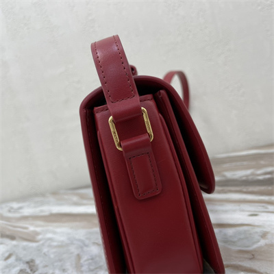 Celine Teen Triomphe Bag In Shiny Calfskin Bordeaux Color
