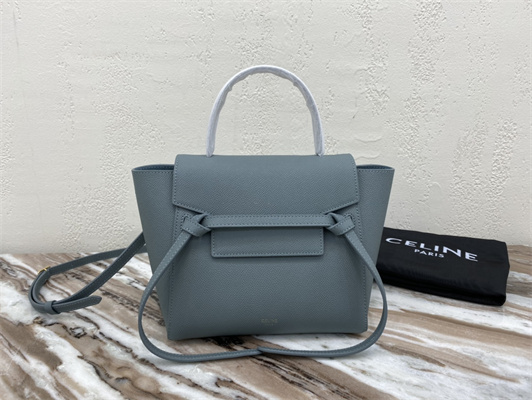 Celine Nano Belt Bag In Dusty  Blue Grained Calfskin