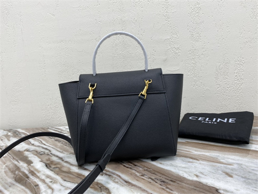 Celine Nano Belt Bag In Black Grained Calfskin