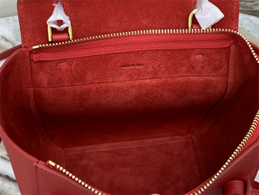 Celine Nano Belt Bag In Red Grained Calfskin