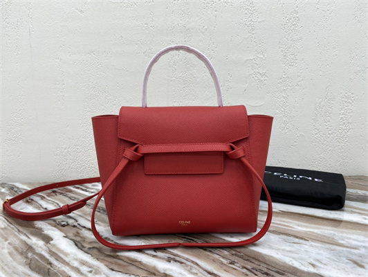 Celine Nano Belt Bag In Red Grained Calfskin