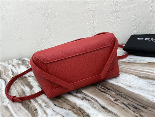 Celine Nano Belt Bag In Red Grained Calfskin