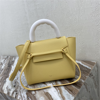 Celine Micro Belt Bag In Yellow Grained Calfskin