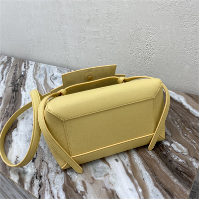 Celine Micro Belt Bag In Yellow Grained Calfskin