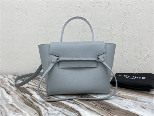 Celine Micro Belt Bag In Dusty Blue Grained Calfskin