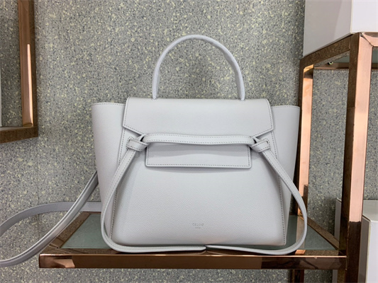 Celine Micro Belt Bag In White Grained Calfskin