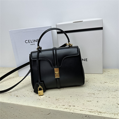 Celine Small 16 Bag In Satined Calfskin Black
