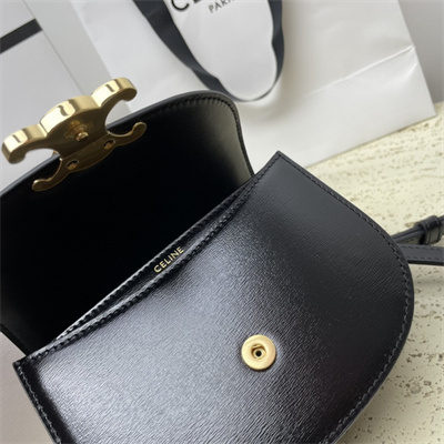 Celine Mini Besace Clea In Shiny Calfskin Black
