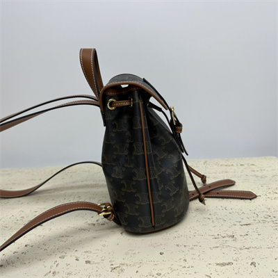 Celine Mini Backpack Folco In Triomphe Canvas and Calfskin Tan