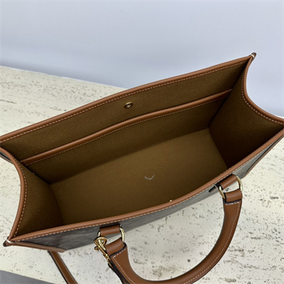 Celine Mini Horizontal Cabas In Triomphe Canvas and Calfskin Tan