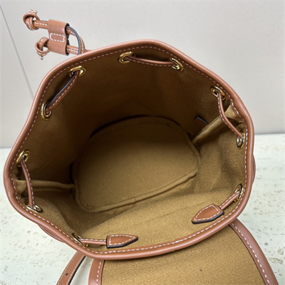 Celine Mini Backpack Folco In Triomphe Canvas and Calfskin White