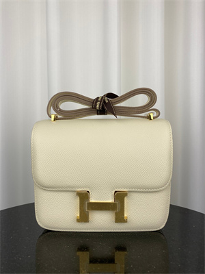 Constance Bag Epsom Leather 18CM Gold/Silver Tone Metal In Craie Color HS