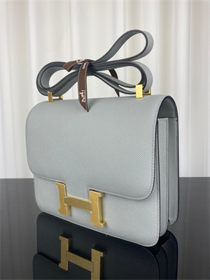 Constance Bag Epsom Leather 24CM Gold/Silver Tone Metal In Gris Mouette Color HS
