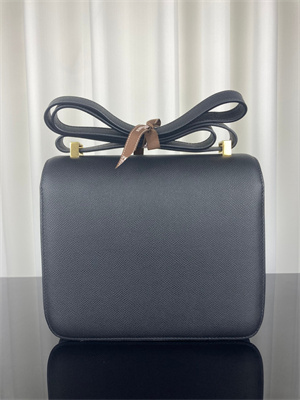 Constance Bag Epsom Leather 24CM Gold/Silver Tone Metal In Black Color HS