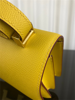 Constance Bag Epsom Leather 24CM Gold/Silver Tone Metal In Jaune Amber Color HS
