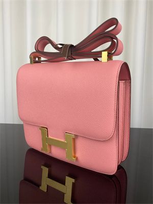 Constance Bag Epsom Leather 24CM Gold/Silver Tone Metal In Rose Confetti Color HS