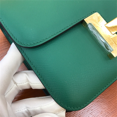 Constance Bag Epsom Leather 24CM Gold/Silver Tone Metal In Green Color HS