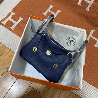 Lindy Bag Taurillon Clemence Leather 26/30CM Gold Tone Metal In Bleu Saphir Color HS
