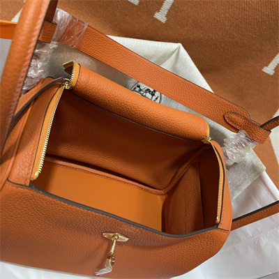 Lindy Bag Taurillon Clemence Leather 26/30CM Gold Tone Metal In Orange Color HS