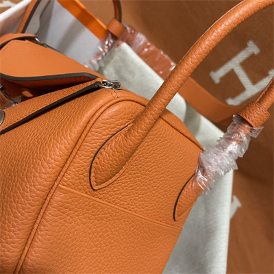 Lindy Bag Taurillon Clemence Leather 26/30CM Silver Tone Metal In Orange Color HS