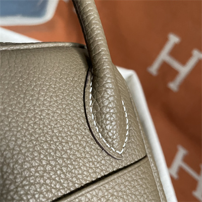 Lindy Bag Taurillon Clemence Leather 26/30CM Silver Tone Metal In Etoupe Color HS