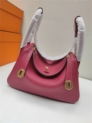 Lindy Bag Taurillon Clemence Leather 26/30CM Gold/Silver Tone Metal In Burgundy Color HS