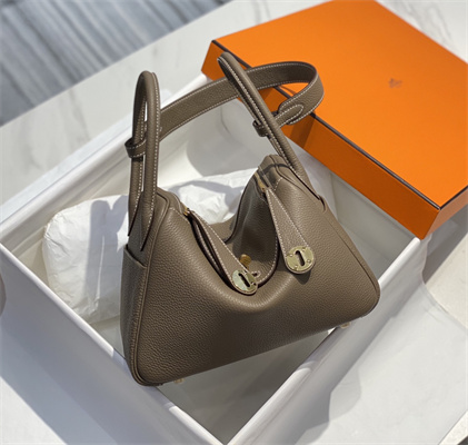 Lindy Bag Calfskin Leather 26/30CM Gold/Silver Tone Metal In Etoupe Color