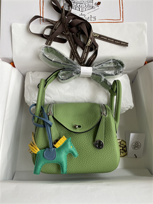 Lindy Mini Bag Taurillon Clemence Leather Gold/Silver Tone Metal In Vert Criquet Color HS