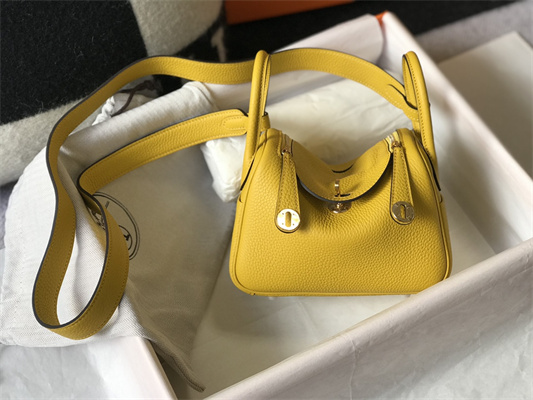 Lindy Mini Bag Calfskin Leather Gold/Silver Tone Metal In Jaune Amber Color