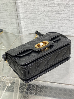 CD Small Jolie Top Handle Bag Cannage Calfskin Black