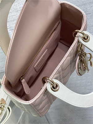 CD Small Lady Di.or My ABCDior Bag Two Tones Cannage Lambskin Gold Tone Metal Pink and Latte