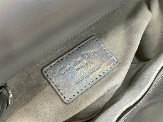 CD Small Lady Di.or My ABCDior Bag Cannage Lambskin Iridescent Metallic Silver Tone
