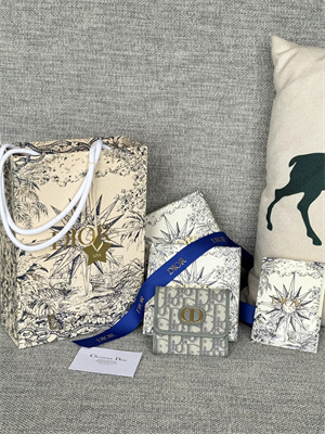 CD 30 Montaigne Trifold Wallet Gray Dior Oblique Jacquard